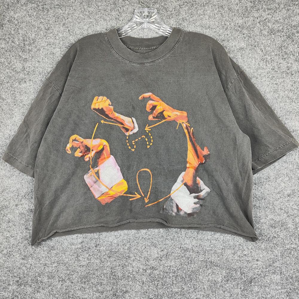VTG Wu-Tang Clan Shirt Mens Large Gray Hand Graphic Protect Ya Neck Tee Hip Hop
